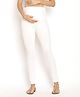 Bella Mama Full Length Maternity Leggings With Tummy Band Solid - White