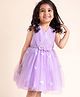 Babyhug Sleeveless Pleated Yoke Party Frock With Corsage And Sequined Detailing - Lavender