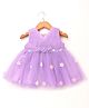 Babyhug Sleeveless Pleated Yoke Party Frock With Corsage And Sequined Detailing - Lavender