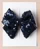Knotty Ribbons Sequin Embellished Bow On Alligator Hair Clip - Dark Blue