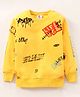 TONYBOY Full Sleeves All Over Typography Style Text Printed Sweatshirt - Yellow