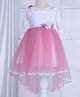 Ministitch Three Fourth Sleeves Flower Lace Bodice High Low Tulle Party Wear Dress - Baby Pink