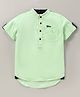 TONYBOY Half Sleeves Placement Embroidered Curved Hem Shirt - Lime Green