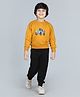 Aww Hunnie Full Sleeves  Monster Truck Printed Tee With Track Pants  - Mustard Yellow & Black
