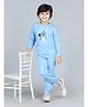 Aww Hunnie Full Sleeves Polar Bear Printed Tee With Track Pants - Blue