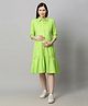 MomToBe Three Fourth Sleeves Tiered Maternity Shirt Dress - Light Green