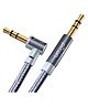 pTron Solero A15 3.5mm Male to Male Aux Cable 90 Degree Connector 1.5 Meter Long Stereo Audio Cable Metal Shell Gold Plated Connectors with Strong Nylon Braided Cable - Grey