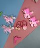 Kamule Set Of 2 Pairs Unicorn Hair Clips & Fruit Detail Hair Ties - Pink