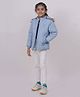 TOONYPORT Full Sleeves Solid Fur  Hood Detail Quilted Winter Jacket - Sky Blue