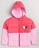 TOONYPORT Full Sleeves Butterfly Applique Colorblocked Detail Quilted Winter Jacket - Pink