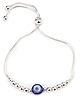Black Silver 925 Silver Adjustable Evil Eye Bracelet - Silver and Blue