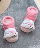 Yellow Bee Rainbow & Cloud Embellished Anti Skid Socks - Pink