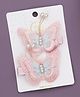 Yellow Bee Set Of 2 Pearl Embellished Butterfly Layered Aligator Hair Clips - Pink