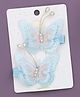 Yellow Bee Set Of 2 Pearl Embellished Butterfly Layered Aligator Hair Clips - Blue