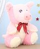 LuvU Seating Pig with Bow Soft Toy Pink - Height 25 cm