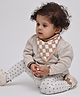 THEONI Organic Muslin Racing checks Bandana Bibs-Beige