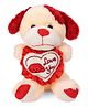 Tickles Standing Puppy Soft Toy With Heart Applique Cream Red - Height 33 cm