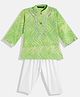 READIPRINT Full Sleeves Zig Zag Design  Kurta With Pyjama - Green