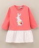 Wonderchild Full Sleeves Flower Applique Peplum Style Frock - Peach