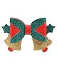 Aye Candy Christmas Bells Bow On Aligator Hair Clip - Red Golden Green