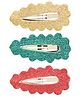 Aye Candy Set Of 3 Christmas Theme Glitter Embellished Snap Up Hair Clips - Golden Green & Red