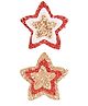 Aye Candy Set Of 2 Christmas Theme Glitter Embellished Star Hair Clips - Red & Golden