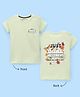 Doreme Cotton Single Jersey Knit Half Sleeves Top Text Print - Green