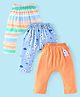 Babyhug Cotton Knit Full Length Diaper Pants Elephant Print Pack of 3 - Blue & Orange