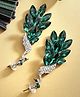 YouBella Silver Plated Handcrafted Stone Studded Peacock Shaped Drop Earrings Green - 31 g