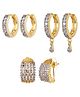 YouBella Stylish Party Wear Jewellery Gold Plated & American Diamond Studs Earrings Golden Pack of 3 - 13 g