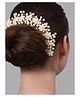 YouBella Toned Embellished Floral Hair Accessory - White & Gold
