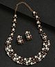 YouBella Gold-Plated Brown & White Stone-Studded Jewellery Set