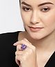 YouBella Purple Gold Plated Stone Studded Floral Adjustable Finger Ring