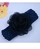 Little Miss Cuttie Chiffon Flower Crochet Headband - Navy Blue