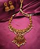 Yellow Chimes Moti Beaded Stone Studded Necklace With Earrings - Golden