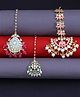 Yellow Chimes Maang Tikka for Women Traditional Gold Plated Combo of 3 Pcs Multicolor Kundan Ethnic MaangTika for Women and Girls.