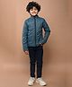 Lilpicks Couture Full Sleeves Solid Quilted Jacket With Front Pocket - Teal Blue