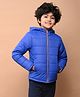 Lilpicks Couture Full Sleeves Solid Quilted Hooded Jacket With Front Pocket - Blue & Yellow