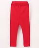 Yellow Apple Knit Full Length Solid Winter Leggings - Red