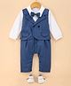Mark & Mia Cotton Full Sleeves Solid Party Romper with Bow - Blue