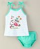 Cucumber Cotton Sleeveless Inner Wear Set Dot & Bunny Print- Green