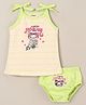 Cucumber Sinker Singlet Sleeves Inner Wear Set Kitty Print - Green