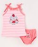 Cucumber Cotton Sinker Sleeveless Inner Wear Set Kitty Print - Peach