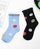 Yellow Bee Pair Of 2 Polka Dots Printed Socks - Black Blue