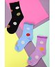 Yellow Bee Pack Of 3 Polka Dots Socks - Black Blue & Purple