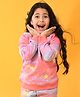 Anthrilo Full Sleeves Stars & Tie Dye Print Fleece Sweatshirt - Pink