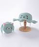 Babyhug Straw Hat With Bow & Purse - Blue & Pink