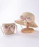 Babyhug Straw Hat With Bow & Purse - Beige