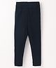 Yellow Apple Knit Full Length Solid Winter Leggings - Navy Blue
