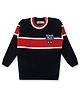 KNITCO Full Sleeves Stripes Color Blocked Regular Fit Sweater - Navy Blue & Red